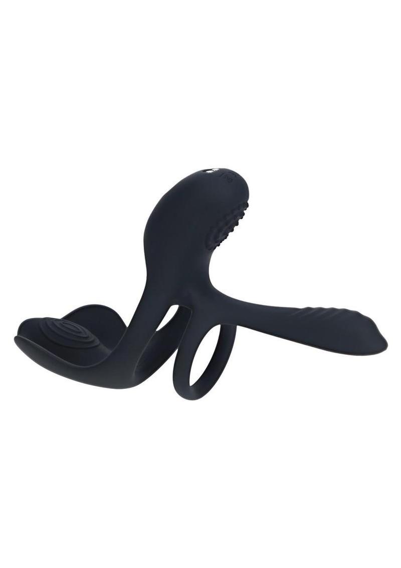 Levelz Triple Motor Vibrating Silicone Rechargeable Cock Ring - Black