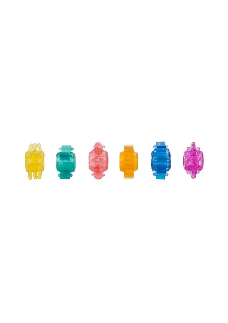 Stretchy Fun-Colors Penis Rings (6-Pack)